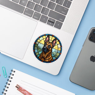 Belgian Malinois Stained Glass Style Illustration