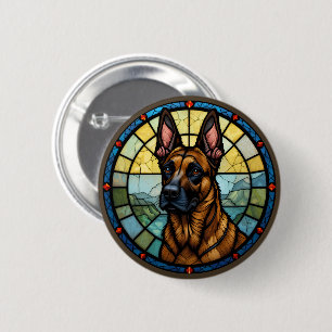 Belgian Malinois Stained Glass Style Illustration 2 Inch Round Button