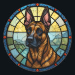 Belgian Malinois Stained Glass Style Illustration Classic Round Sticker<br><div class="desc">Belgian Malinois Beautiful Stained Glass Style Illustration</div>