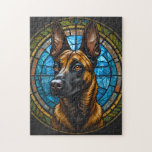 Belgian Malinois Stained Glass Style Illustration Jigsaw Puzzle<br><div class="desc">Belgian Malinois Beautiful Stained Glass Style Illustration</div>