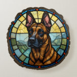 Belgian Malinois Stained Glass Style Illustration Round Pillow<br><div class="desc">Belgian Malinois Beautiful Stained Glass Style Illustration</div>