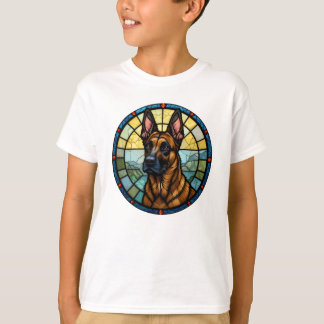 Belgian Malinois Stained Glass Style Illustration T-Shirt