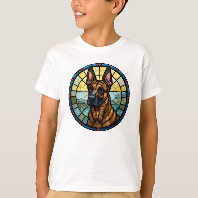 Belgian Malinois Stained Glass Style Illustration T-Shirt (Front)