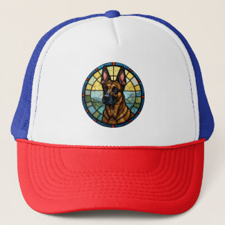 Belgian Malinois Stained Glass Style Illustration Trucker Hat