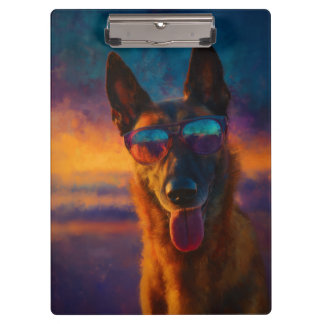 Belgian Malinois Wearing Sunglasses Clipboard