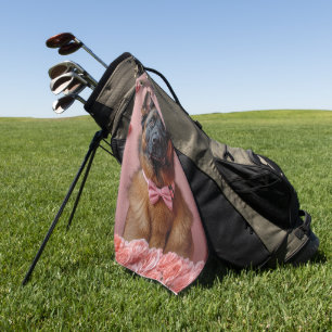 Belgian Malinois with Roses - Valentine's Day  Golf Towel