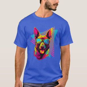 Belgian Malinois with sunglasses 80s 90s girl T-Shirt