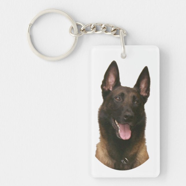 belgian malinois with text keychain (Front)