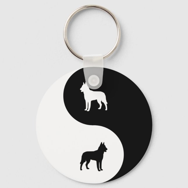 Belgian Malinois Yin Yang Keychain (Front)
