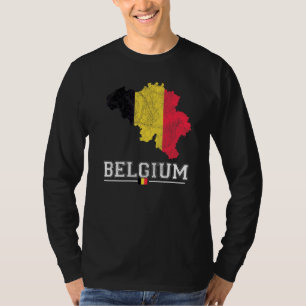 Belgian Map And Flag Souvenir Distressed Belgium T-Shirt
