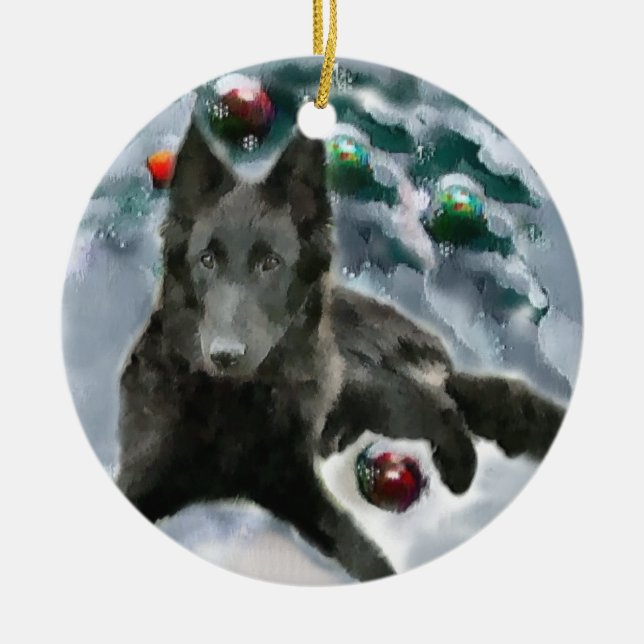 Belgian Sheepdog Christmas Gifts Ornament (Front)