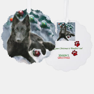 Belgian Sheepdog Christmas Gifts Ornament Card