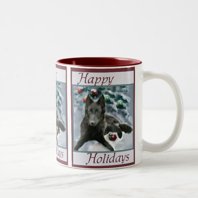 Belgian Sheepdog Christmas Gifts Two-Tone Coffee Mug (Right)