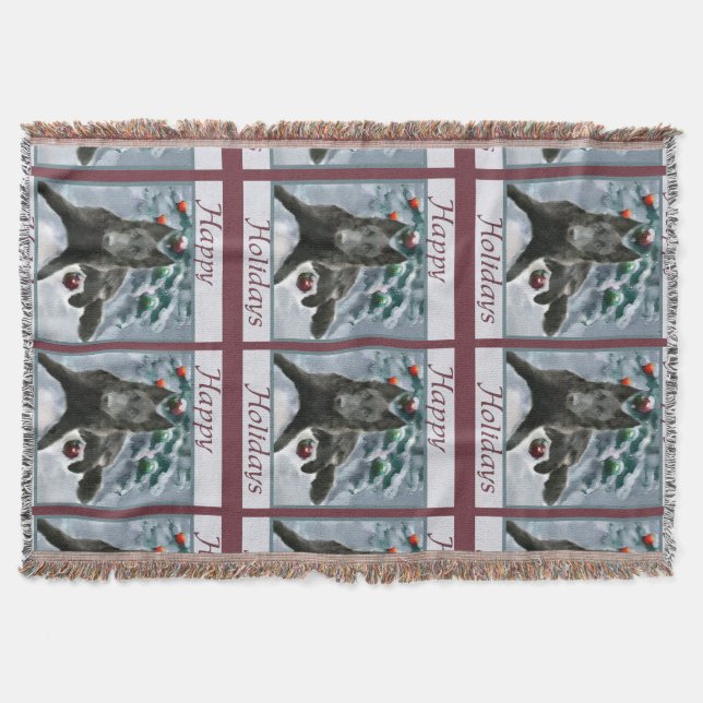 Belgian Sheepdog Christmas Throw Blanket (Front)