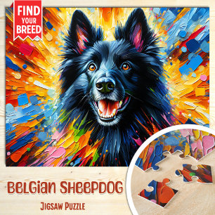 Belgian Sheepdog Dog Portrait Acrylic Art Print Jigsaw Puzzle