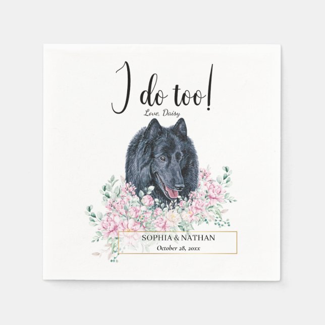 Belgian Sheepdog Dog Wedding Cocktail Napkins (Front)