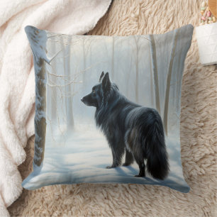 Belgian Sheepdog Let It Snow Christmas Throw Pillow