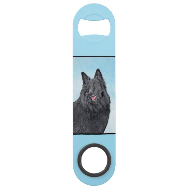 Belgian Sheepdog Painting - Cute Original Dog Art Bar Key (Front)