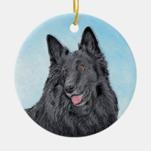 Belgian Sheepdog Painting - Cute Original Dog Art Ceramic Ornament