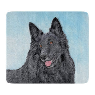 Belgian Sheepdog Painting - Cute Original Dog Art Cutting Board