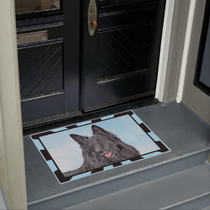 Belgian Sheepdog Painting - Cute Original Dog Art Doormat