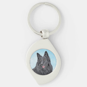 Belgian Sheepdog Painting - Cute Original Dog Art Keychain