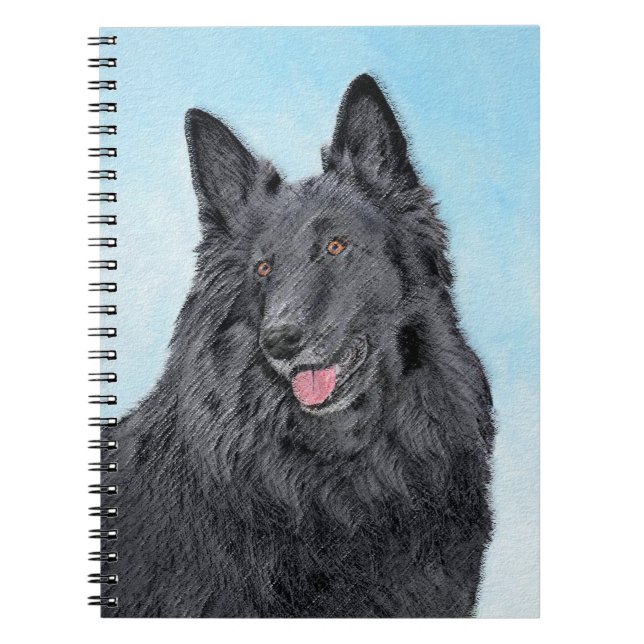 Belgian Sheepdog Painting - Cute Original Dog Art Notebook (Front)