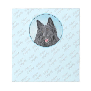 Belgian Sheepdog Painting - Cute Original Dog Art Notepad