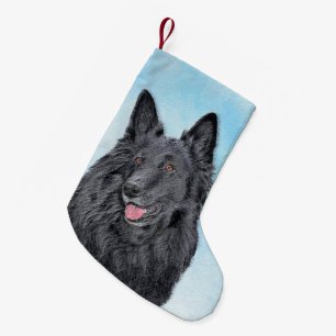 Belgian Sheepdog Painting - Cute Original Dog Art Small Christmas Stocking