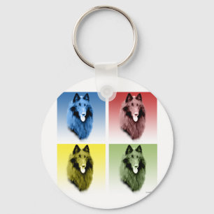 Belgian Sheepdog Pop Art Keychain