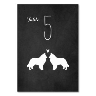 Belgian Sheepdog Silhouettes Wedding Reception Table Number