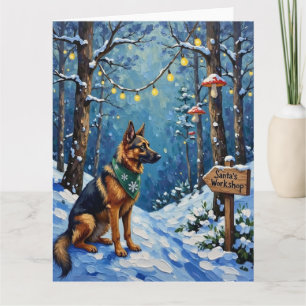 Belgian Shepherd Christmas Enchanted Forest Card