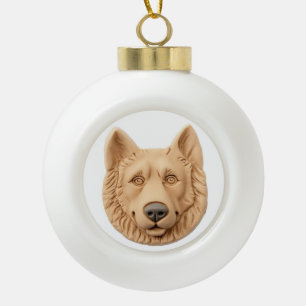 Belgian Shepherd Dog 3D Inspired Ceramic Ball Christmas Ornament