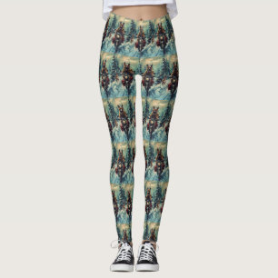 Belgian Shepherd Dog Riding Motorcycle Christmas Leggings