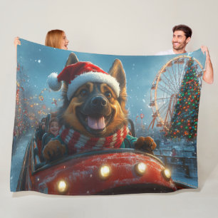 Belgian Shepherd Dog Roller Coaster Christmas Fleece Blanket