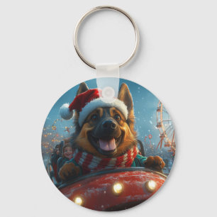 Belgian Shepherd Dog Roller Coaster Christmas Keychain