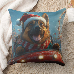 Belgian Shepherd Dog Roller Coaster Christmas Throw Pillow
