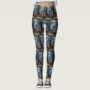 Belgian Shepherd Dog Whimsical Halloween Painting Leggings