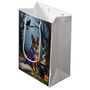 Belgian Shepherd Dog Whimsical Halloween Painting Medium Gift Bag