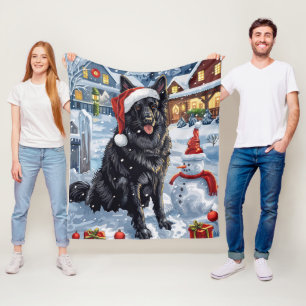 Belgian Shepherd Dog Winter Wonderland Christmas Fleece Blanket