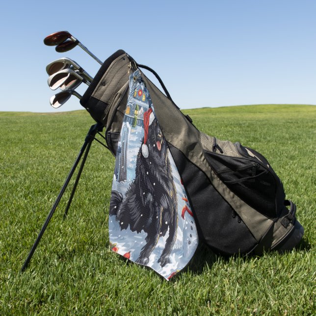 Belgian Shepherd Dog Winter Wonderland Christmas  Golf Towel (Green)