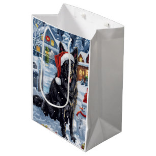 Belgian Shepherd Dog Winter Wonderland Christmas  Medium Gift Bag