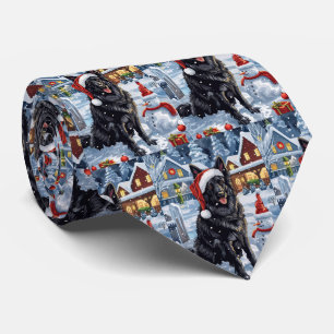 Belgian Shepherd Dog Winter Wonderland Christmas  Tie