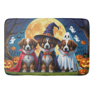 Belgian Shepherd Dogs Pumpkin Halloween Funny Bath Mat