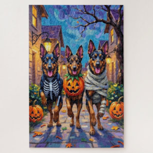 Belgian Shepherd Dogs Trick-or-Treating Halloween Jigsaw Puzzle