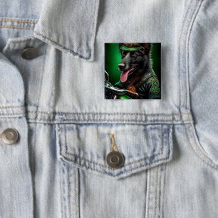 Belgian Shepherd driving bike St. Patrick's Day 2 Inch Square Button