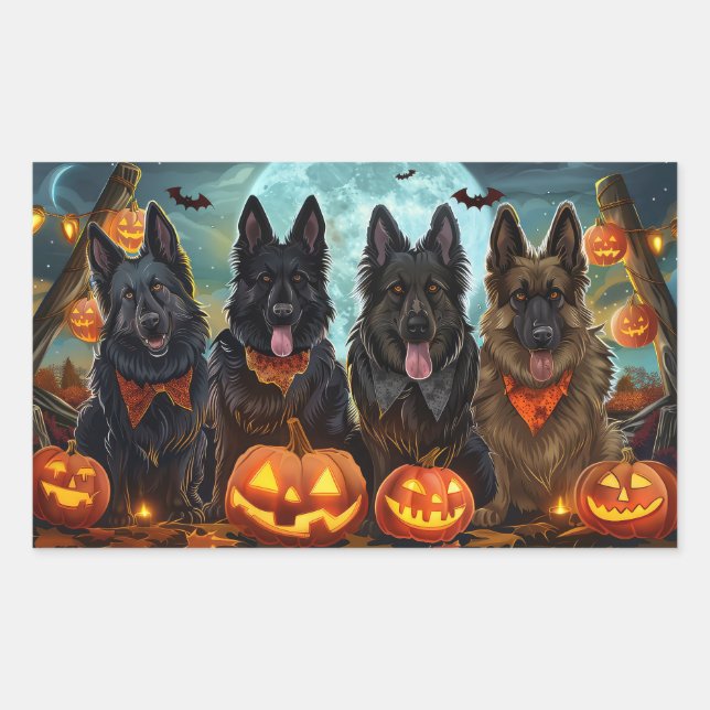 Belgian Shepherd Halloween Spooky Sticker (Front)