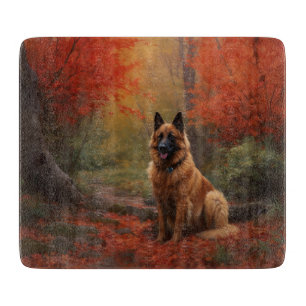 Belgian Shepherd in Autumn Leaves Fall Inspire Cutting Board