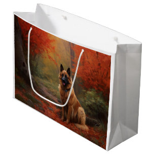 Belgian Shepherd in Autumn Leaves Fall Inspire Large Gift Bag