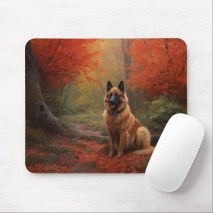 Belgian Shepherd in Autumn Leaves Fall Inspire Mouse Pad